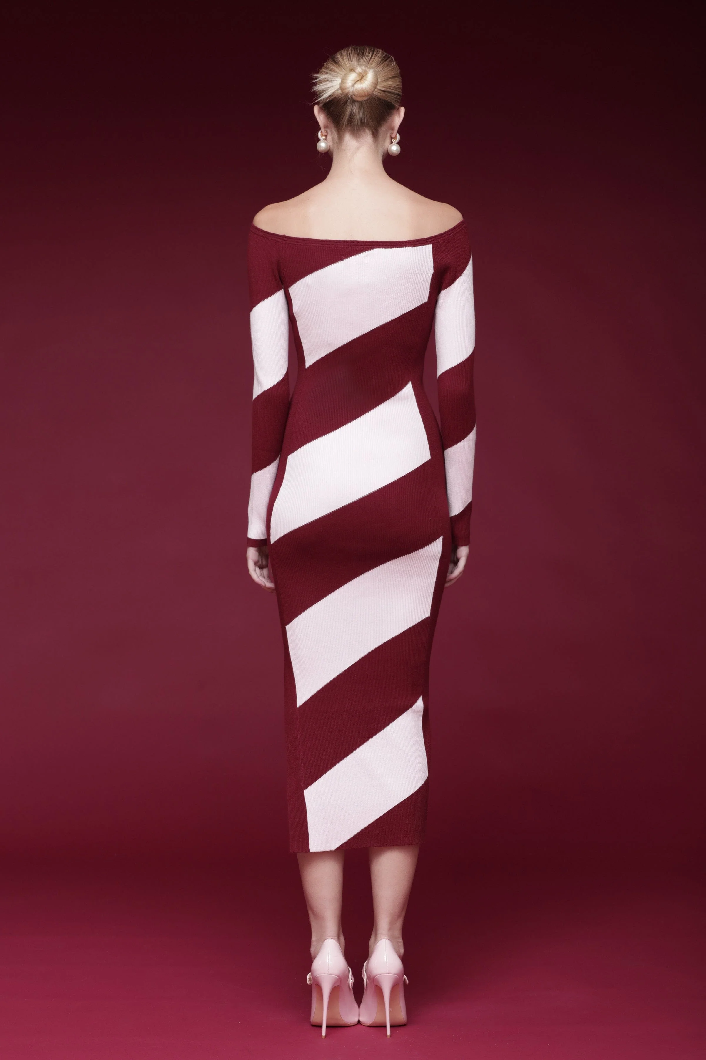 Striped Off-Shoulder Sweater Dress - Image 5