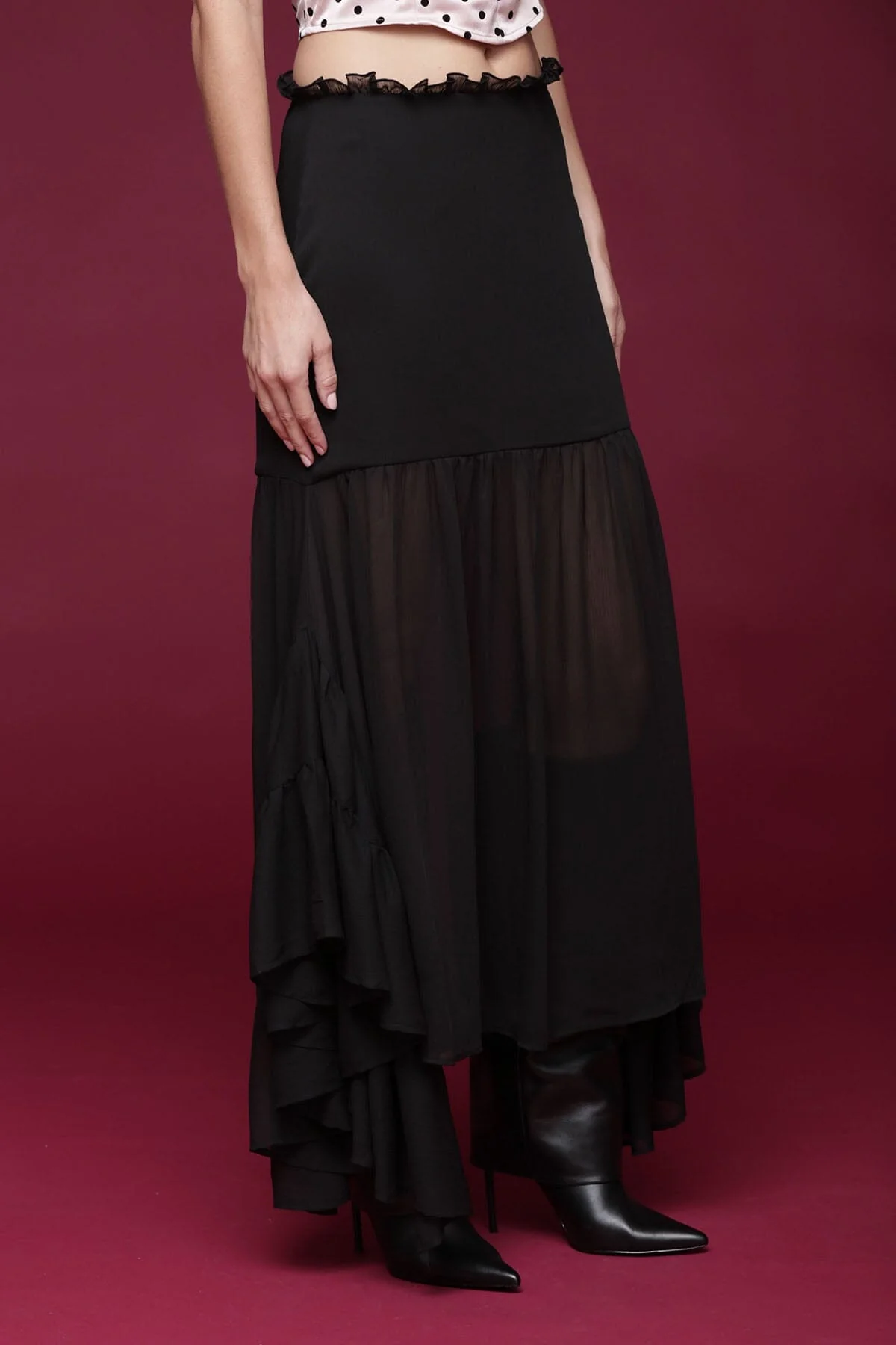 Sheer Chiffon Ruffle Maxi Skirt - Image 5