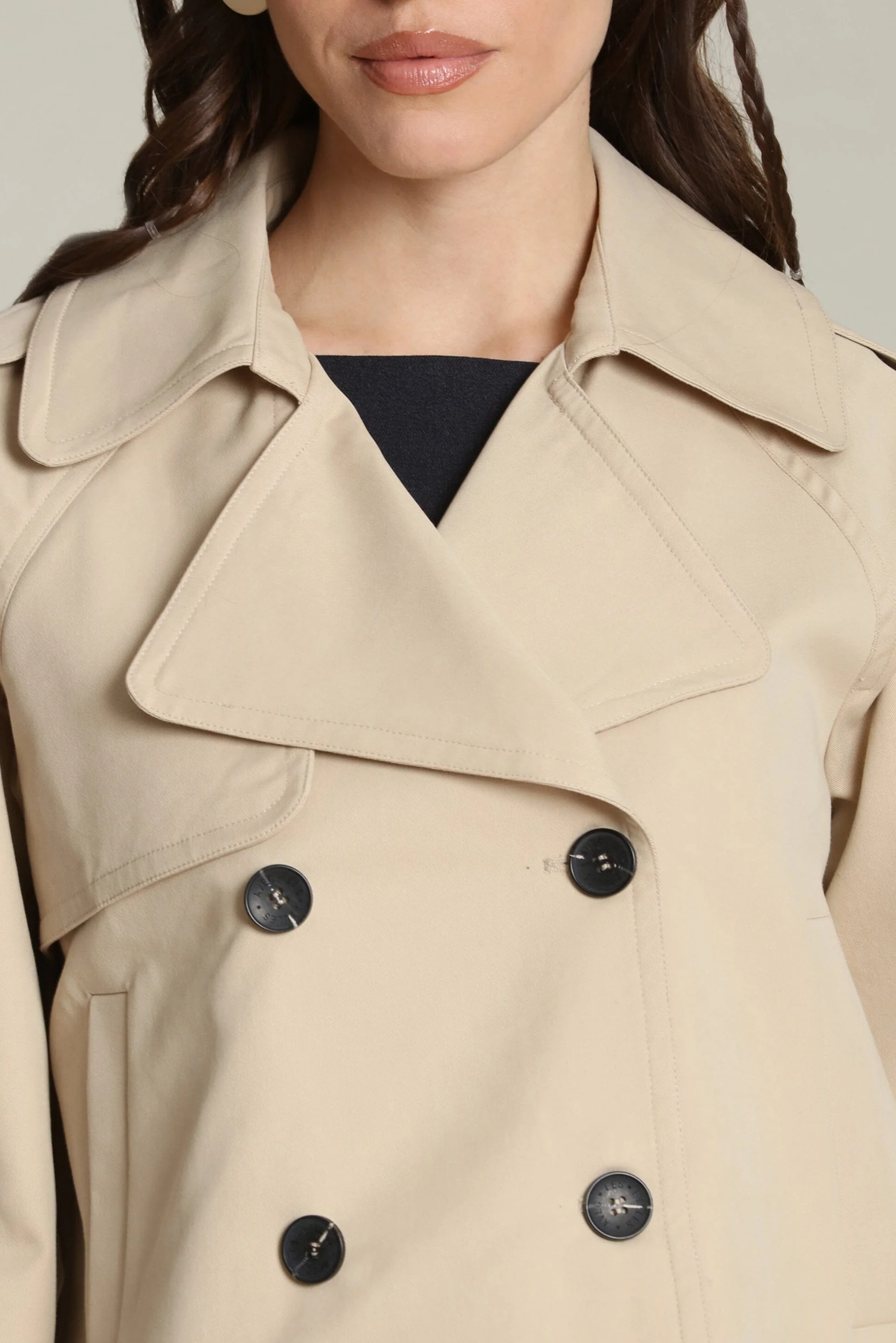 Cotton Blend Cropped Trench Coat - Image 7