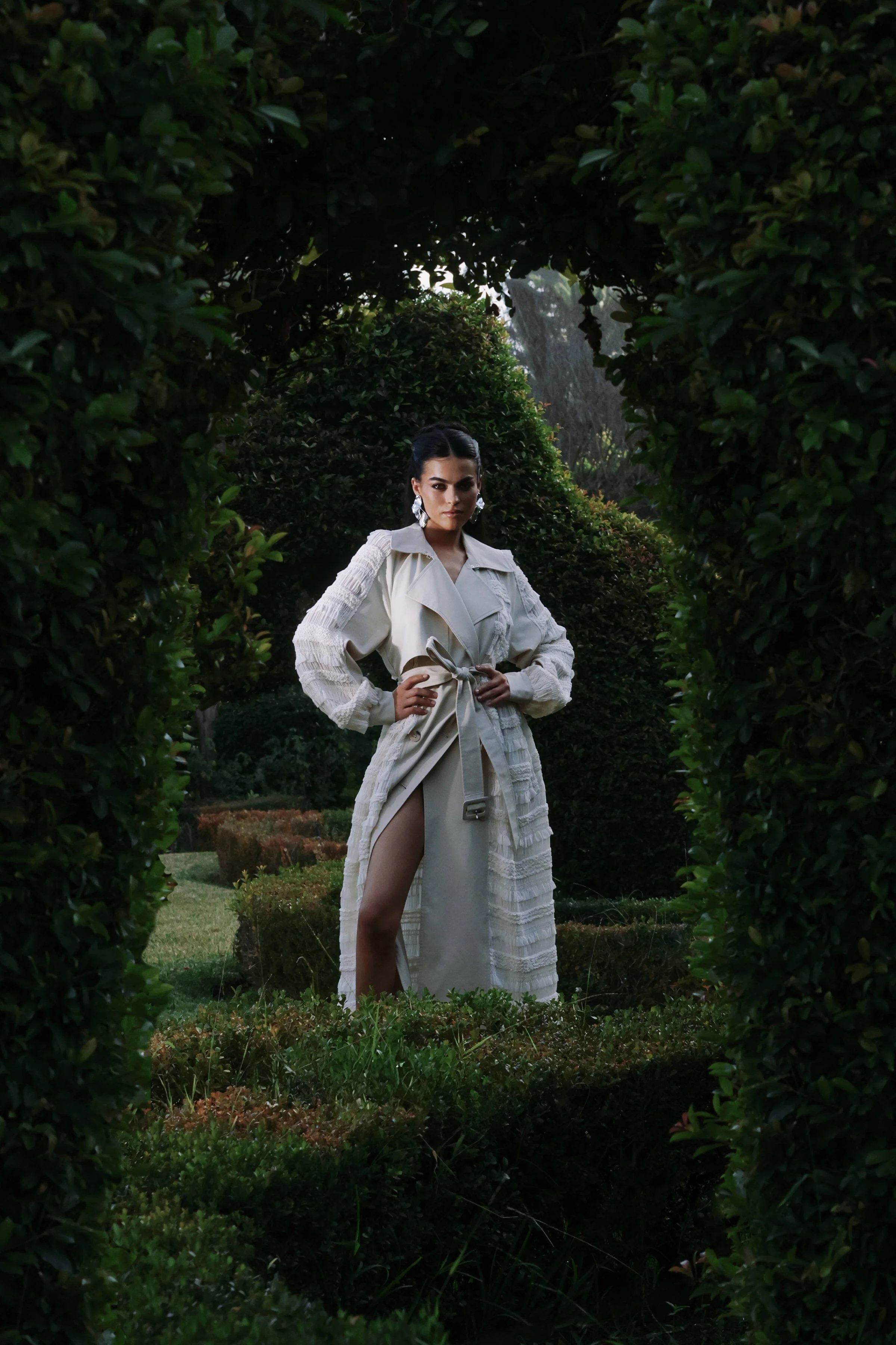 Mixed Media Chiffon Trench Coat - Image 11