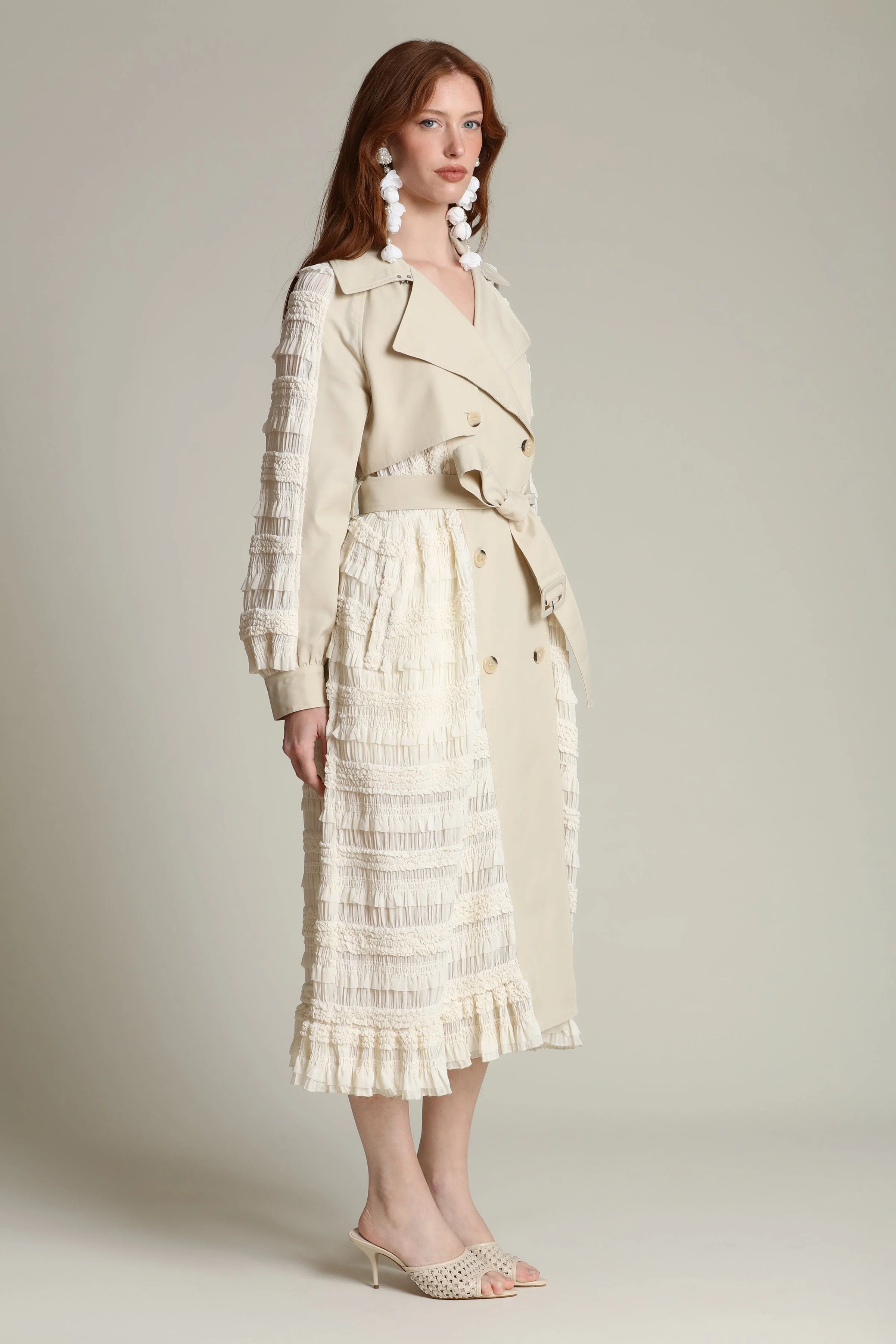 Mixed Media Chiffon Trench Coat - Image 6