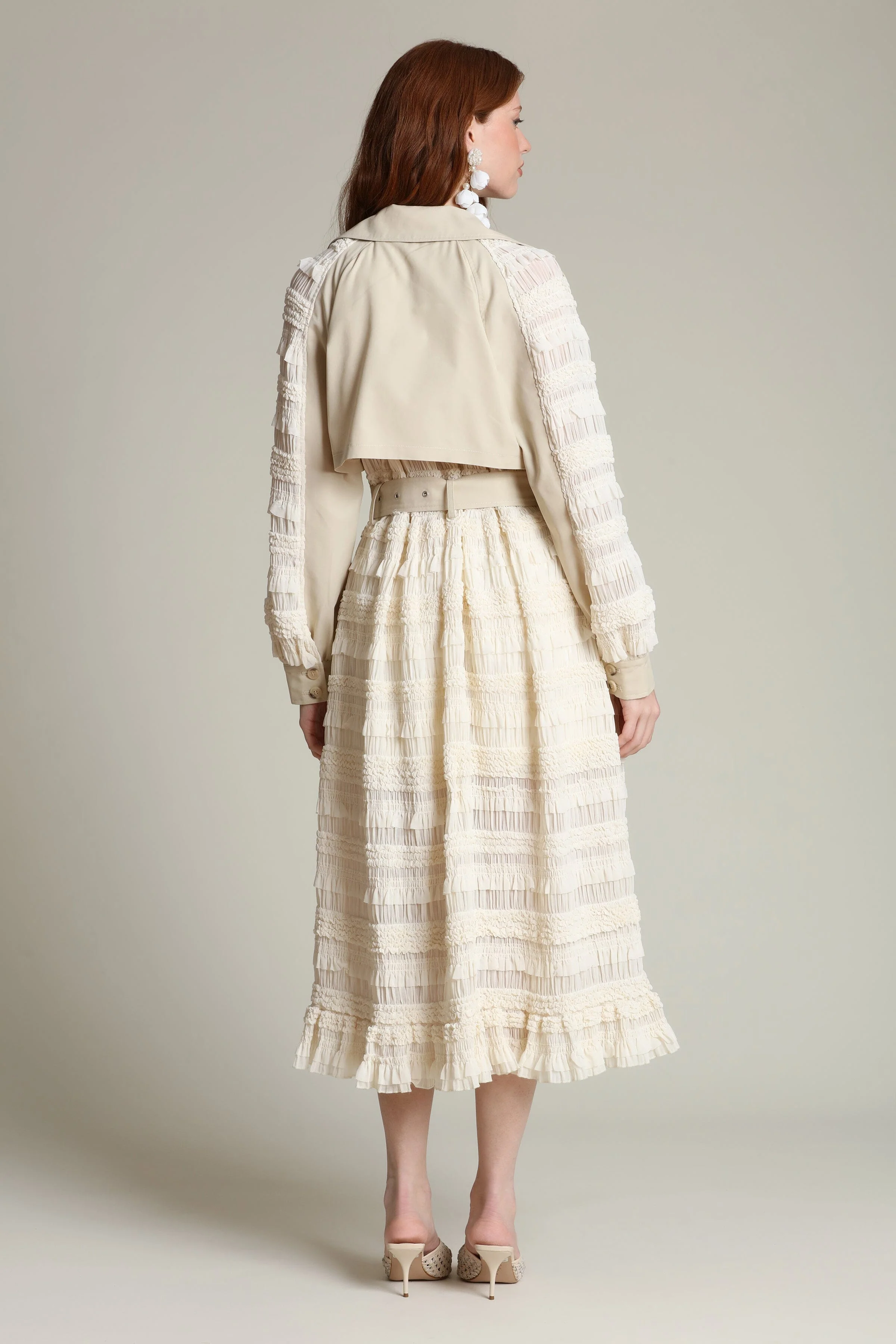 Mixed Media Chiffon Trench Coat - Image 7