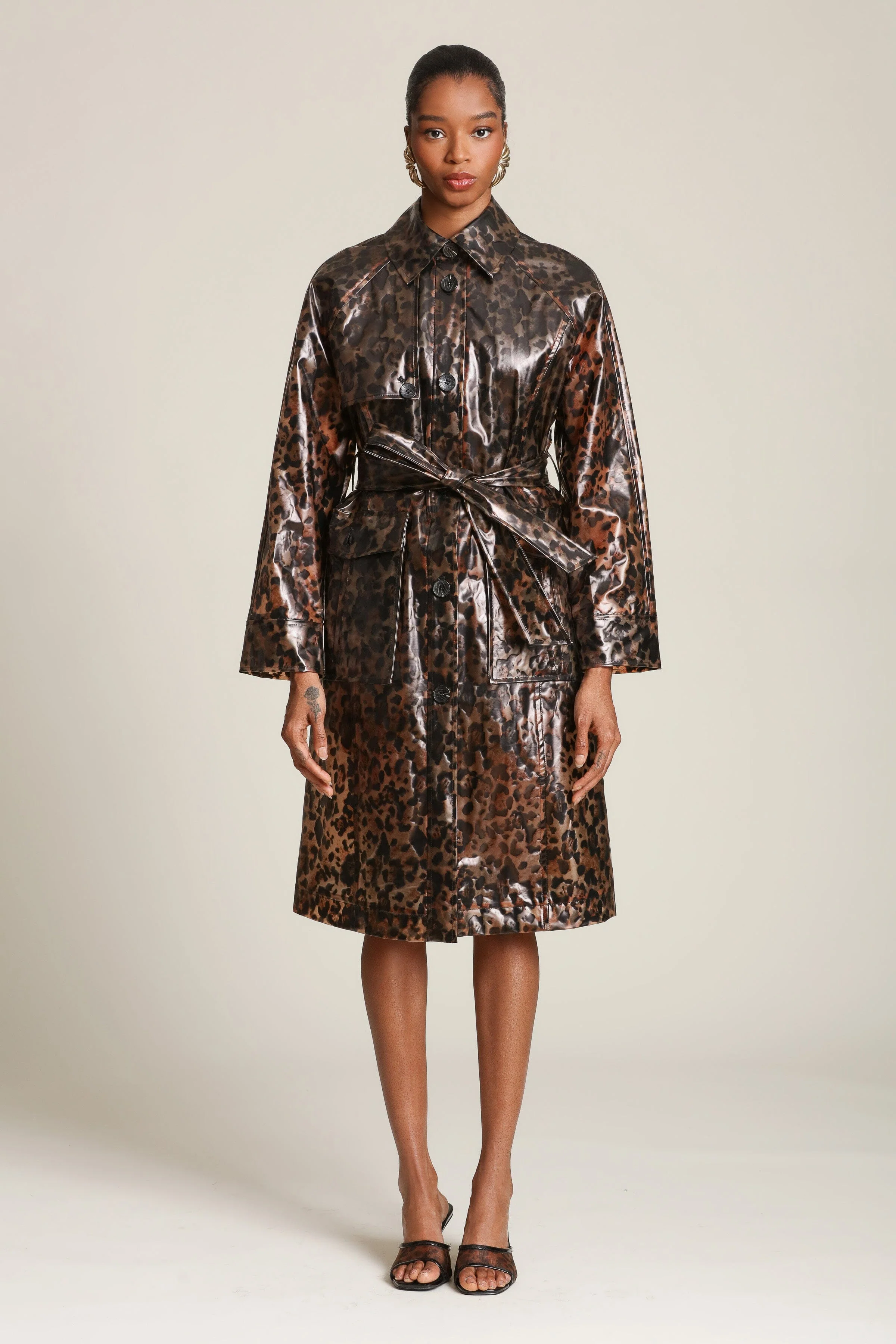 Leopard Rain Trench Coat - Image 5