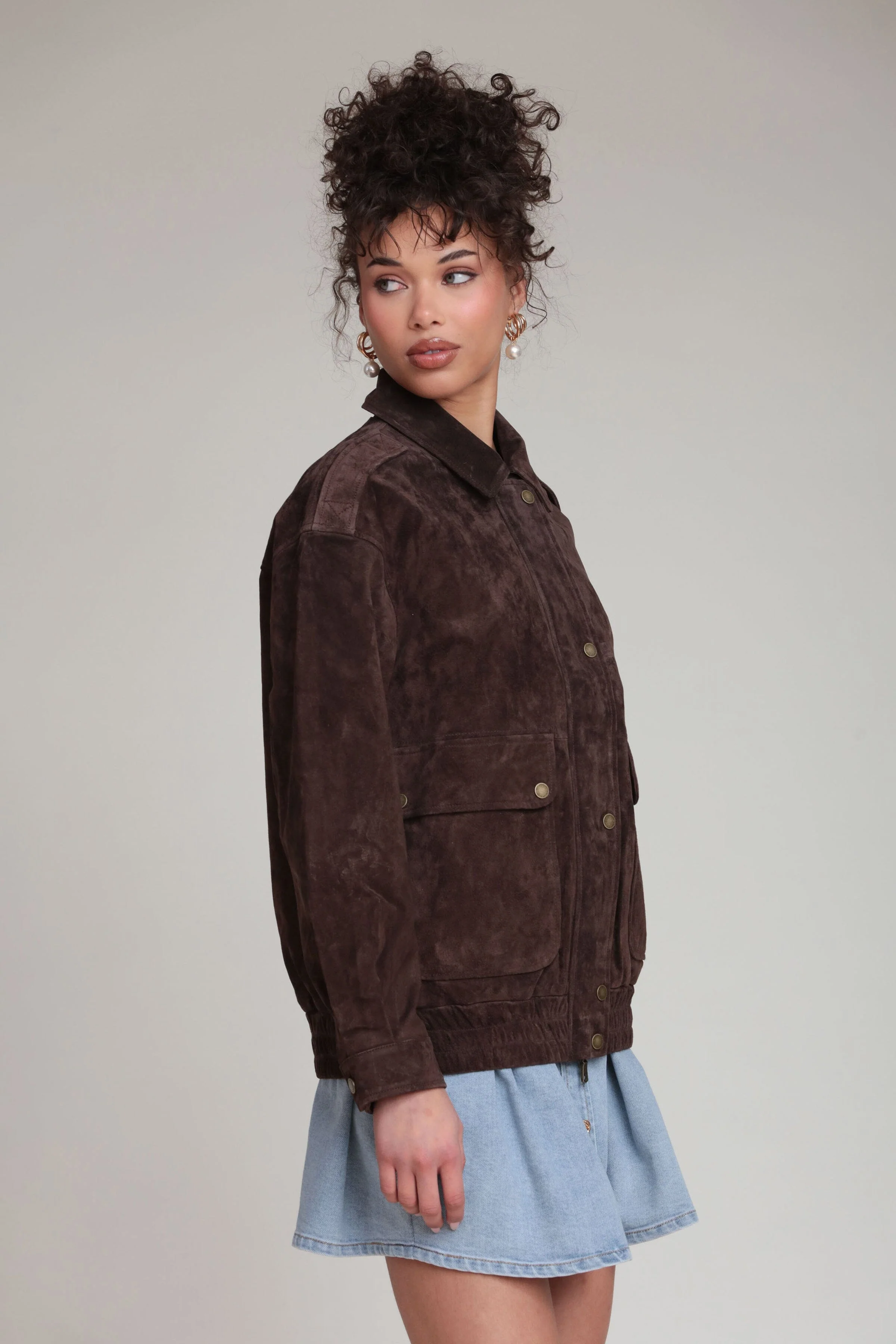 Genuine Suede Relaxed Bomber Jacket - Image 5